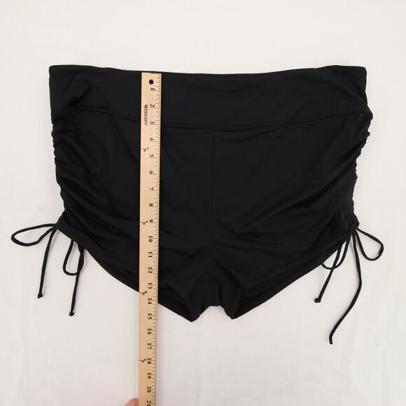 Beach House Swim Shorts Black Ruched Adjustable Side Tie Up UPF Modest 20W NWT - Picture 6 of 15